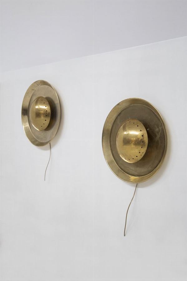 Coppia di lampade da parete in ottone