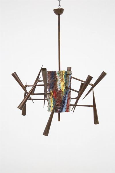 Vintage Chandelier By Leonardi Leoncillo For Lumi