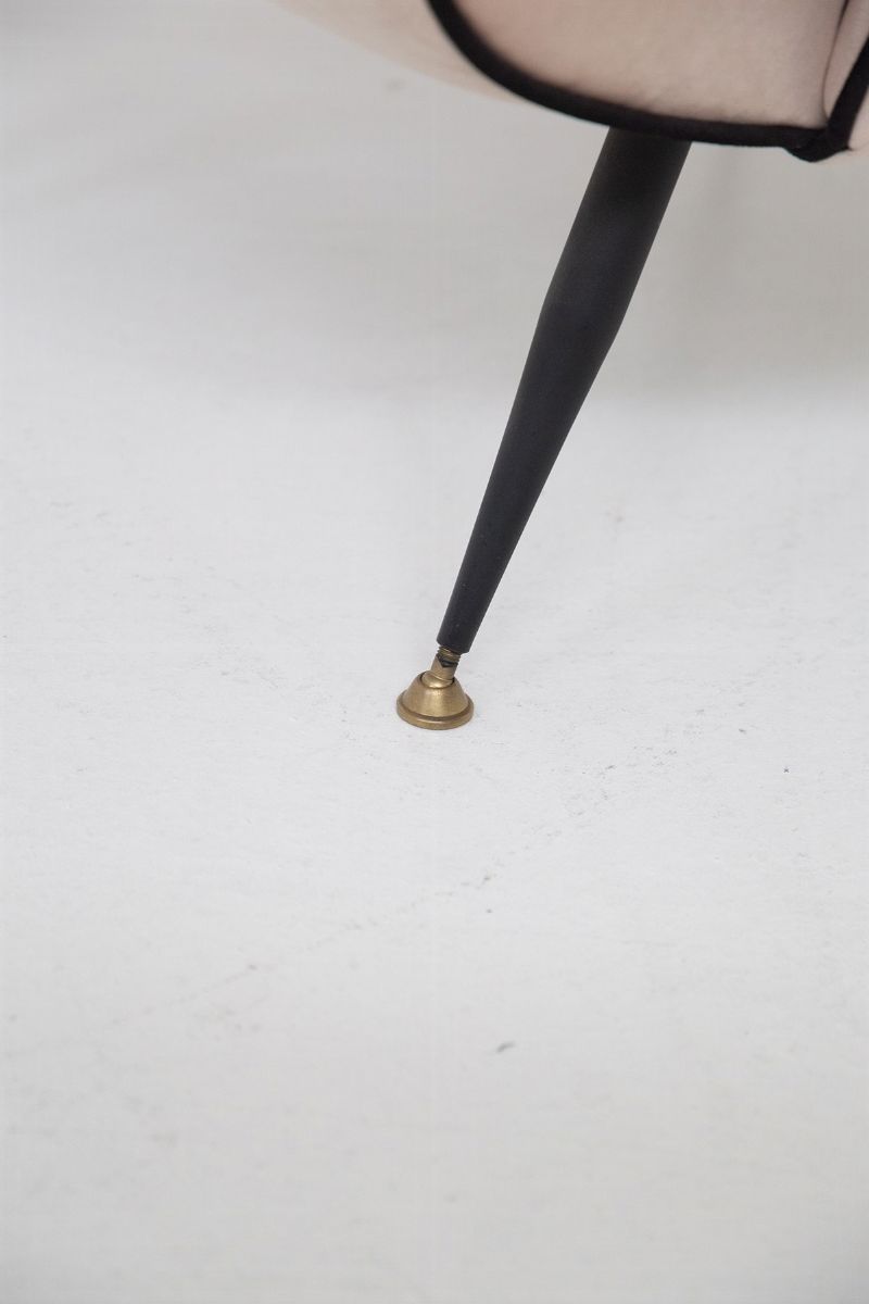 Poltrone Vintage Italiane in Velluto Rosa e Nero e Ottone