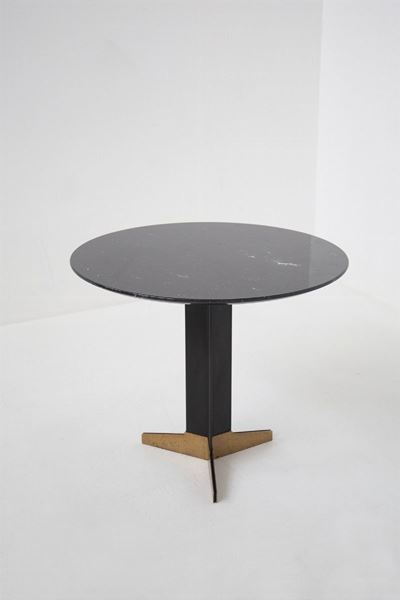 Side Table By Ignazio Gardella For Azucena in Black Marble And Brass