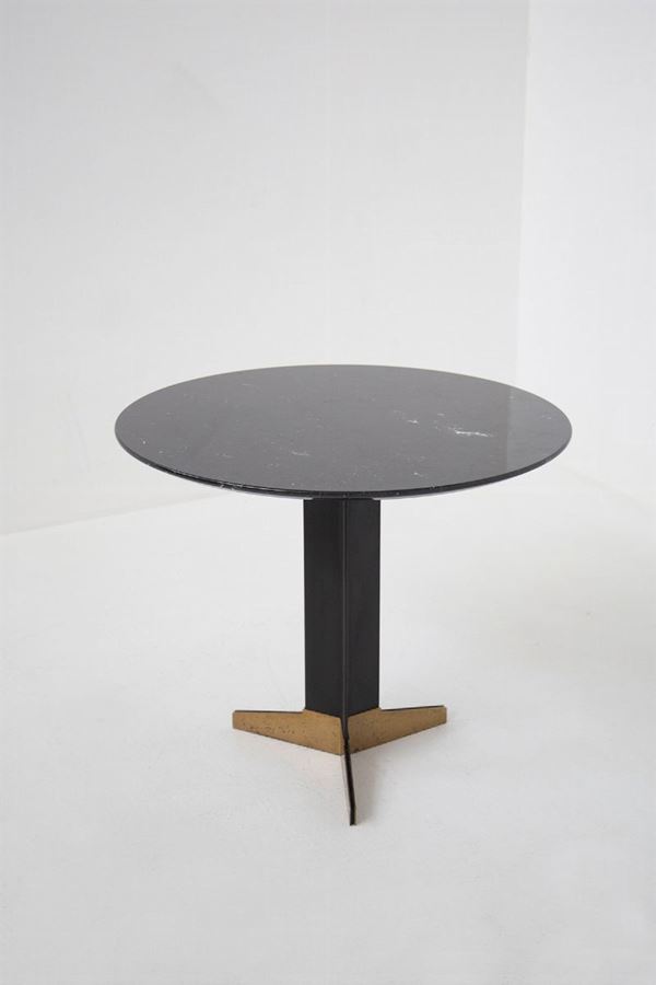 Side Table by Ignazio Gardella for Azucena in Black Marble and Brass