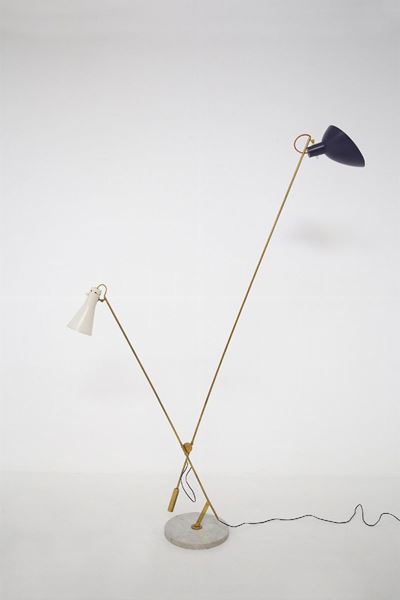 Vittoriano Vigano First Edition Floor Lamp in Marble And Brass, Original Label