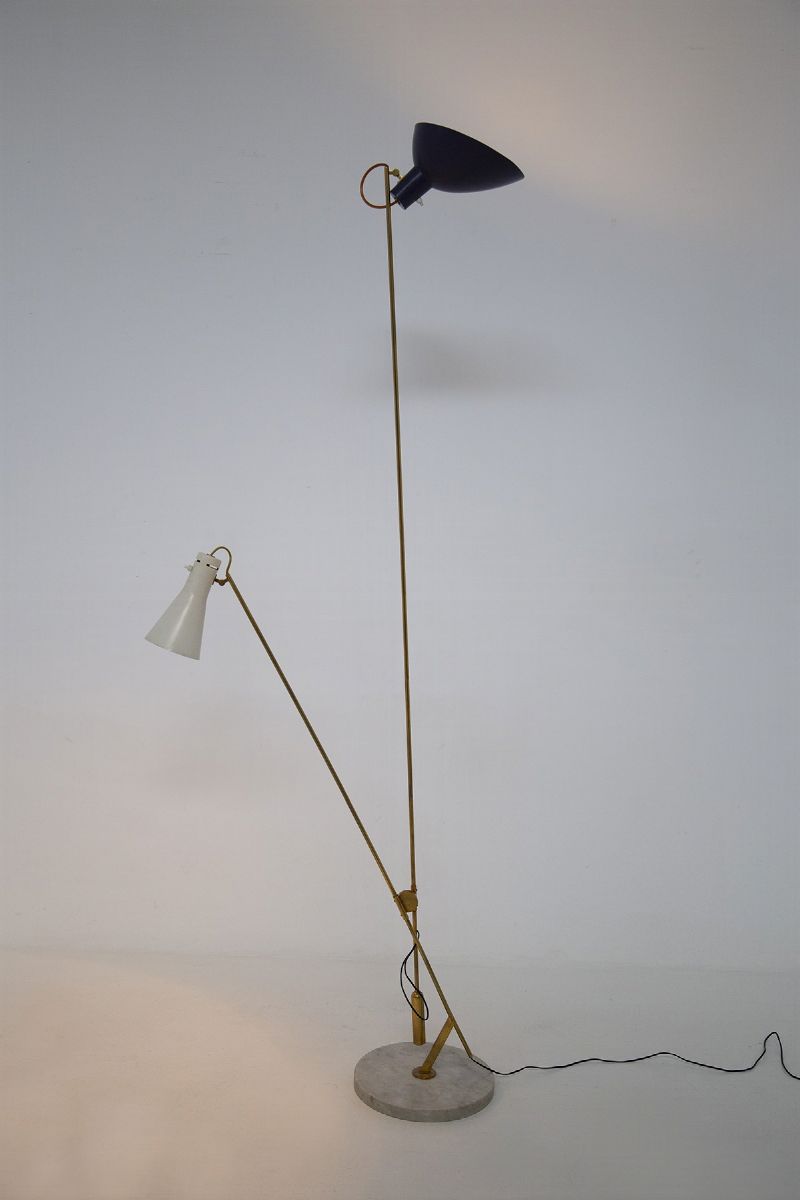 Vittoriano Vigano First Edition Floor Lamp in Marble And Brass, Original Label