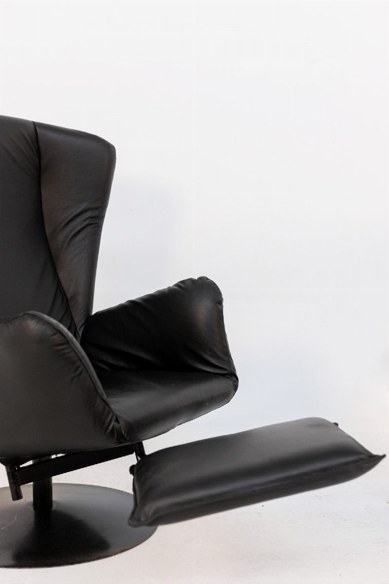 Pair of Black Leather Armchairs