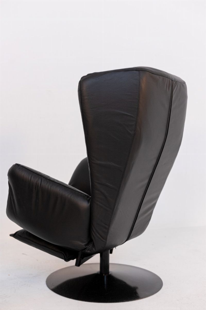 Pair of Black Leather Armchairs