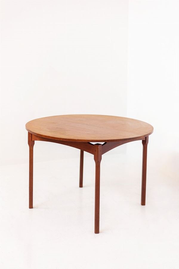 Finn Juhl - Tavolo rotondo allungabile danese con etichetta originale
