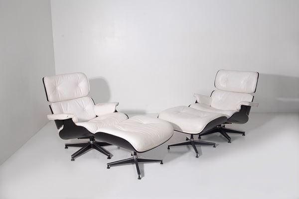 Charles e Ray Eames - Pair of armchairs and ottoman