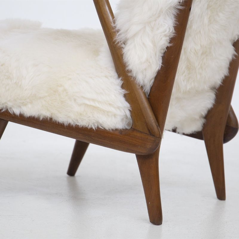 Pair of Italian Fur Armchairs Attributed to Giuseppe Scapinelli