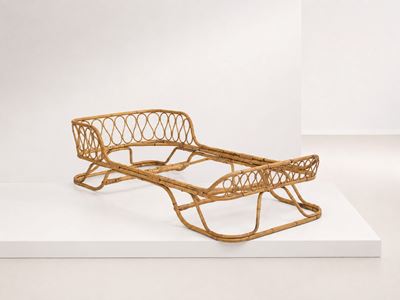 Letto singolo in rattan e bamboo (stile anni Cinquanta)