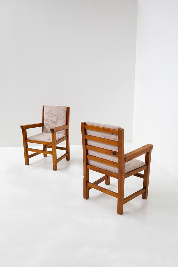 Manifattura Italiana - Pair of velvet armchairs