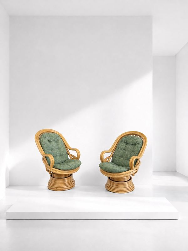 Manifattura Italiana - Pair of bamboo armchairs