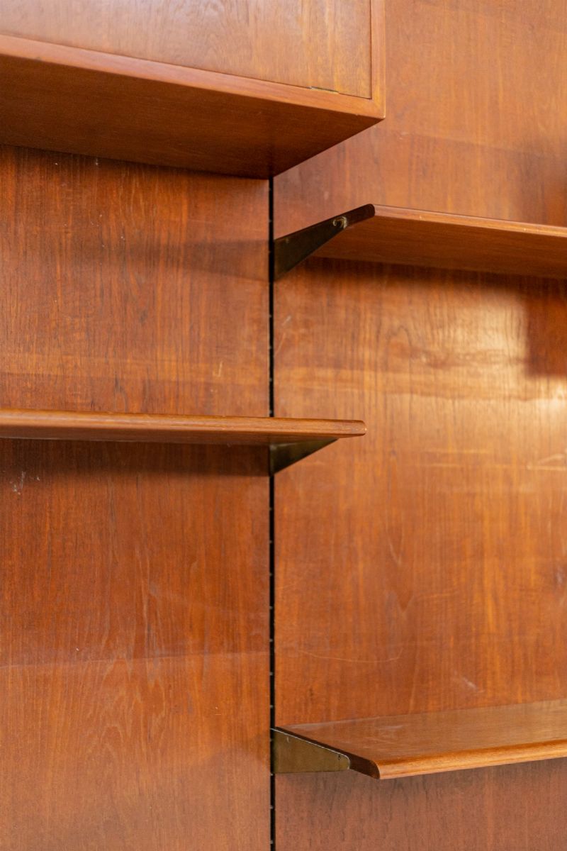 Libreria Danese in Legno e Ottone (attr.)