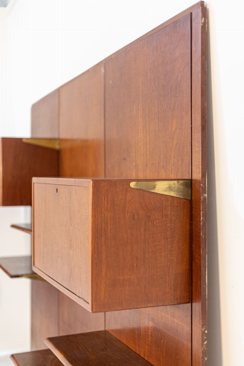 Libreria Danese in Legno e Ottone (attr.)