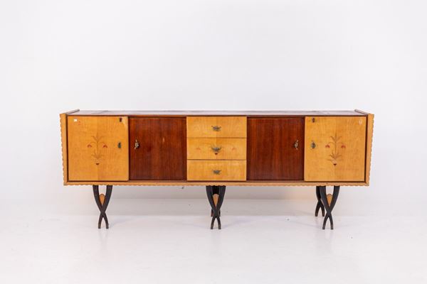 Paolo Buffa - Credenza italiana in legno e ottone (Attr.)