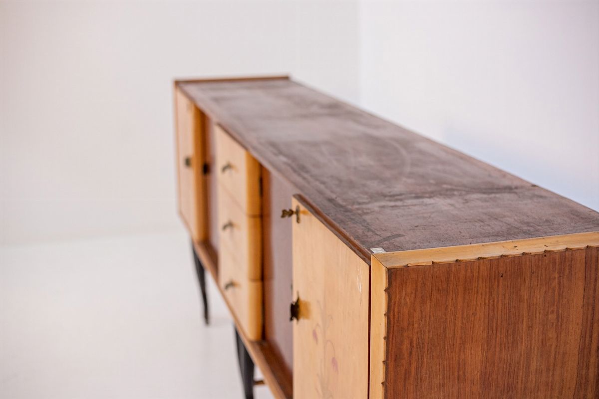 Credenza Italiana in Legno e Ottone (attr.)
