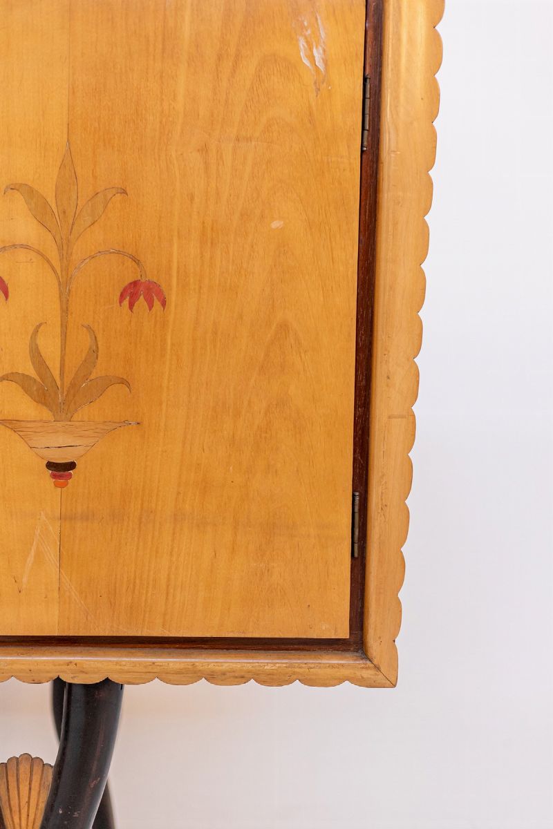 Credenza Italiana in Legno e Ottone (attr.)
