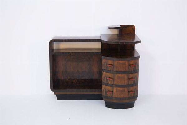 Rationalist Italian Sideboard in Walnut Wood and Bakelite