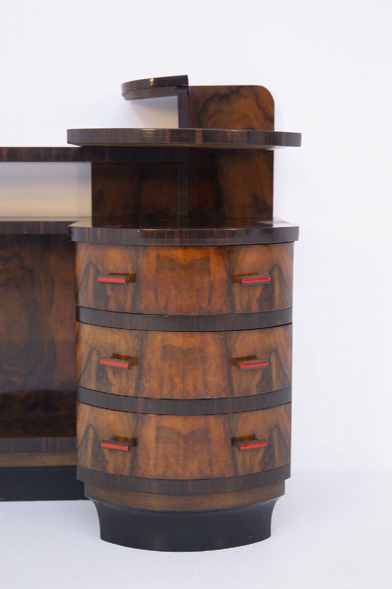 Credenza Razionalista Italiana in Legno di Noce e Bachelite