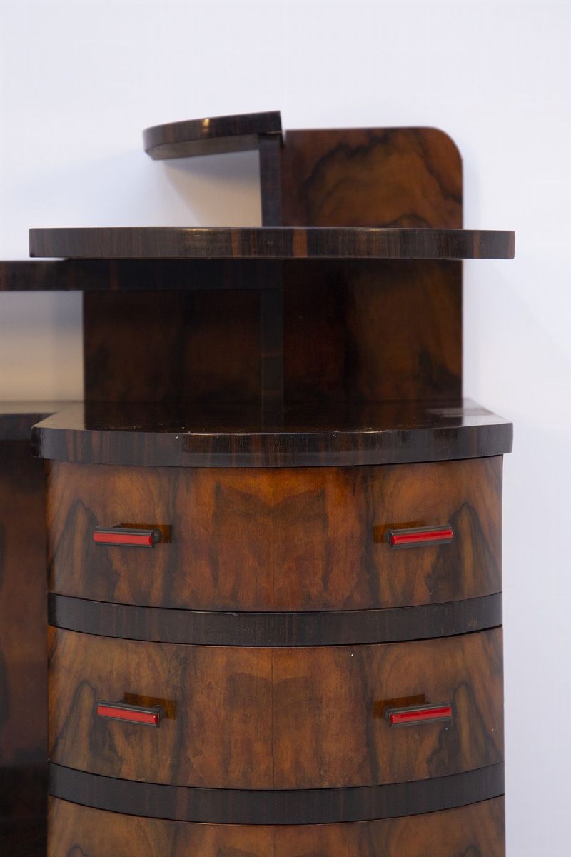 Credenza Razionalista Italiana in Legno di Noce e Bachelite