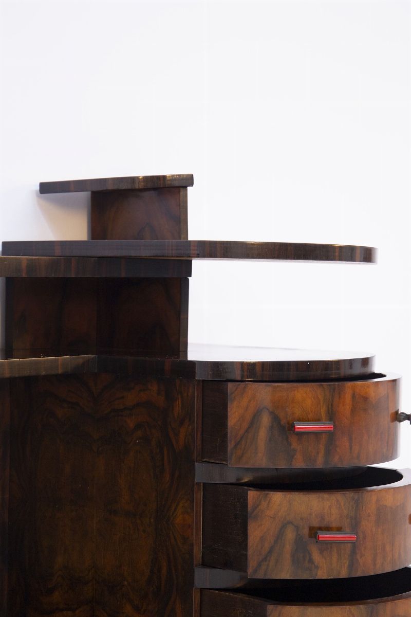 Credenza Razionalista Italiana in Legno di Noce e Bachelite