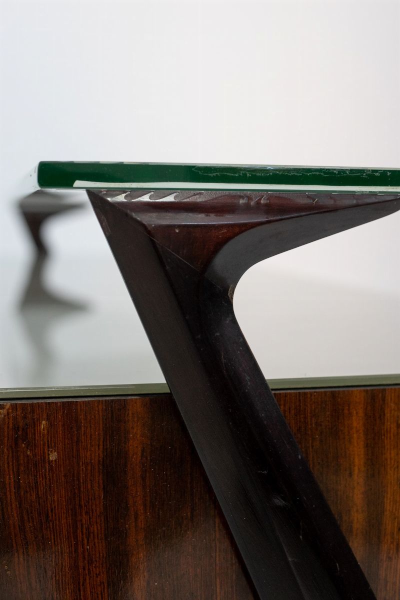 Credenza Italiana D'epoca in Legno e Vetro