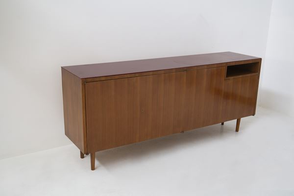 Melchiorre Bega - Sideboard in wood and red glass