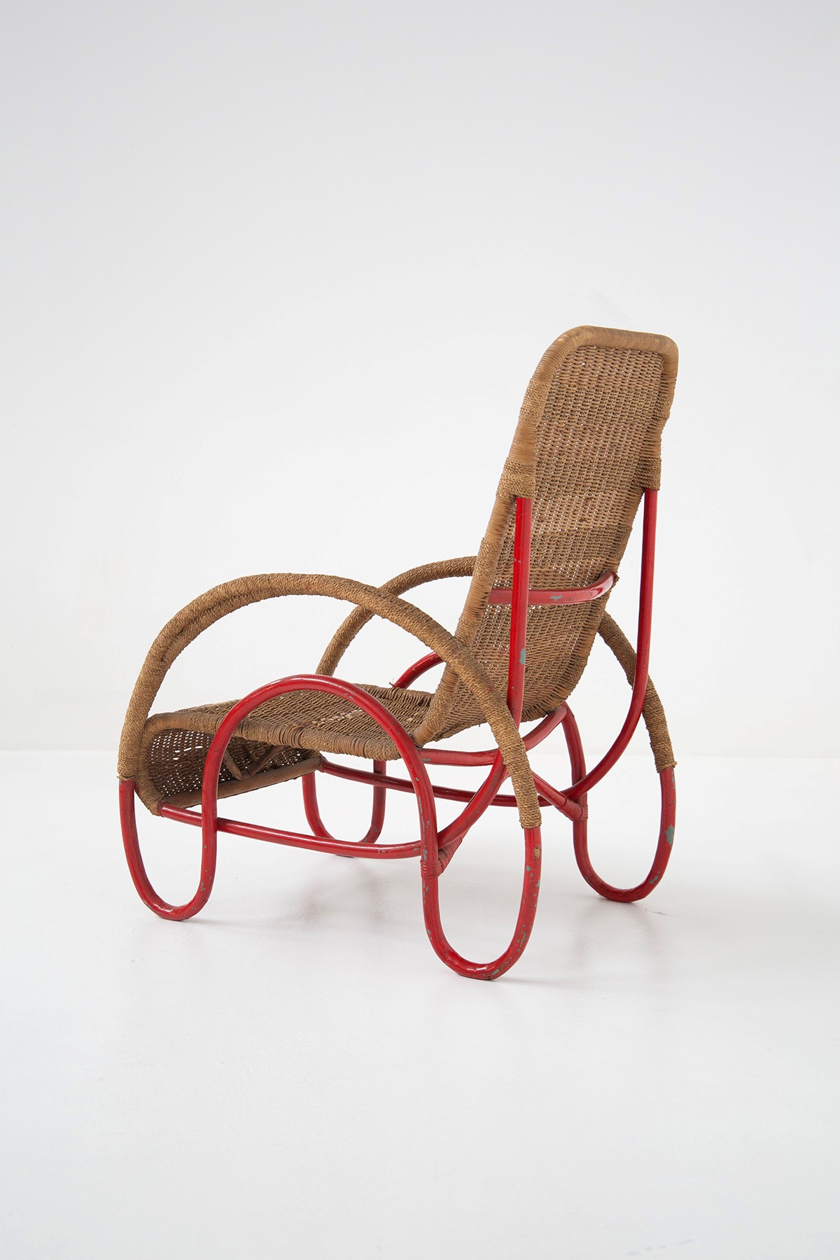 Erich Dieckmann - Poltrona in Tubolare Rosso Bauhaus Attr.