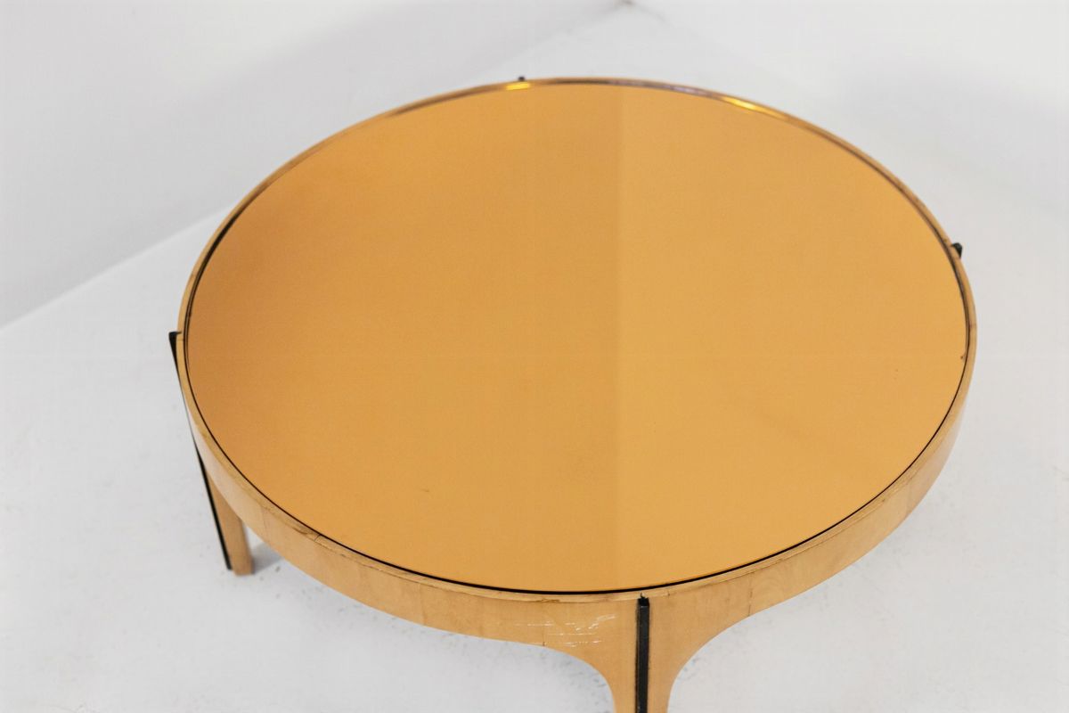 Tavolino Fontana Arte (attr.) in Legno D'acero e Vetro Specchiato