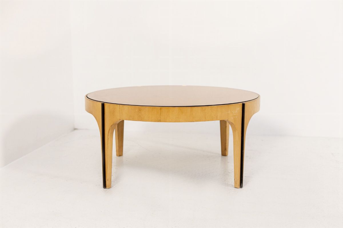 Tavolino Fontana Arte (attr.) in Legno D'acero e Vetro Specchiato