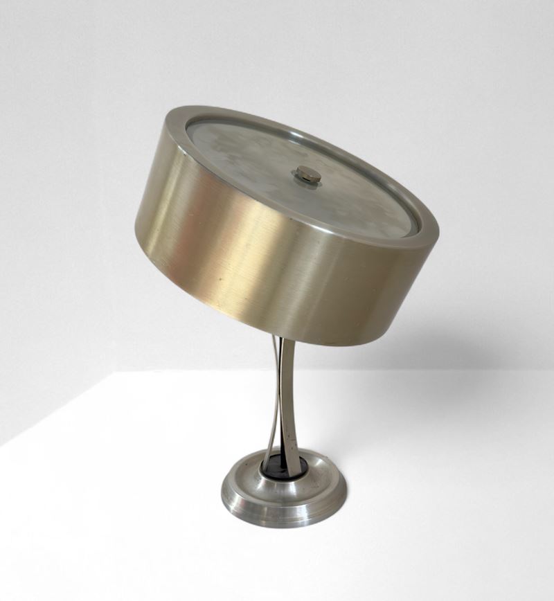 Oscar Torlasco - Lampada da tavolo Mod. 790, ottone nichelato e vetro satinato