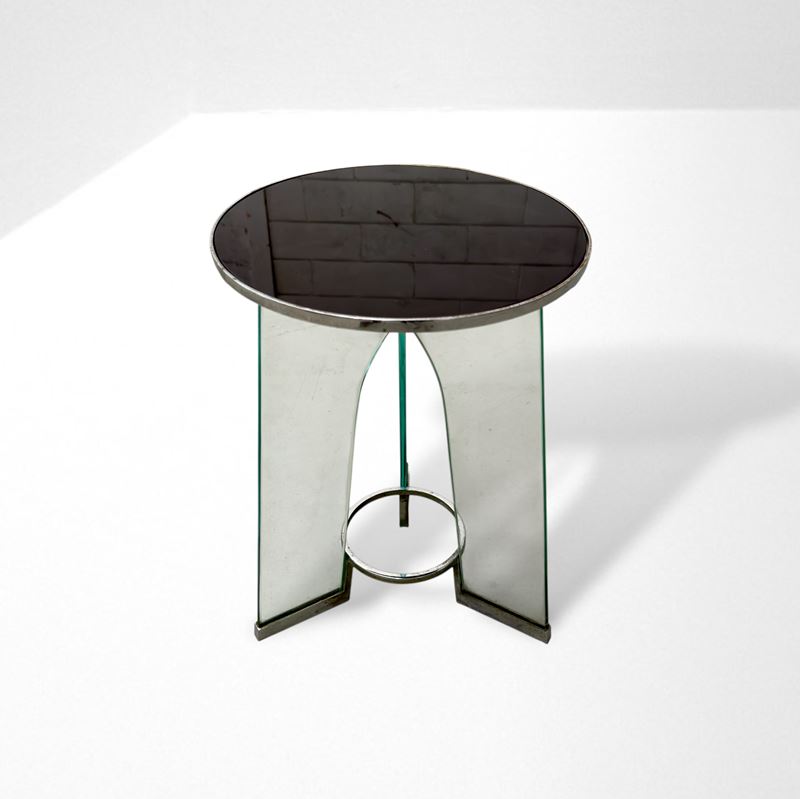 Gio Ponti - Tavolino in vetro temperato e ottone cromato