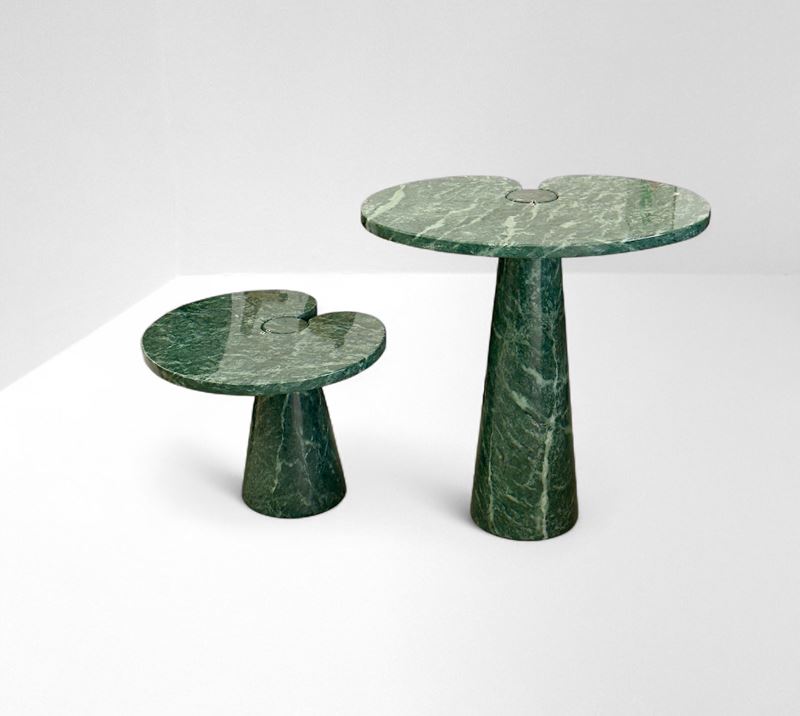 Angelo Mangiarotti - Coppia di tavolini Eros in marmo verde Alpi