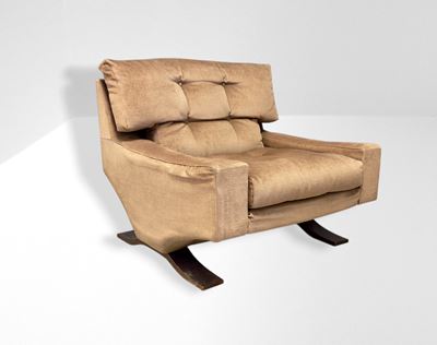 Poltrona Magister, velluto marrone, 1965