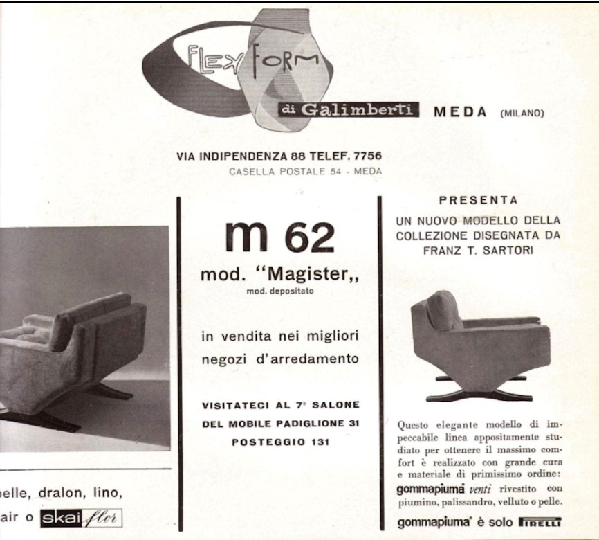 Franz T. Sartori - Poltrona Magister, velluto marrone, 1965