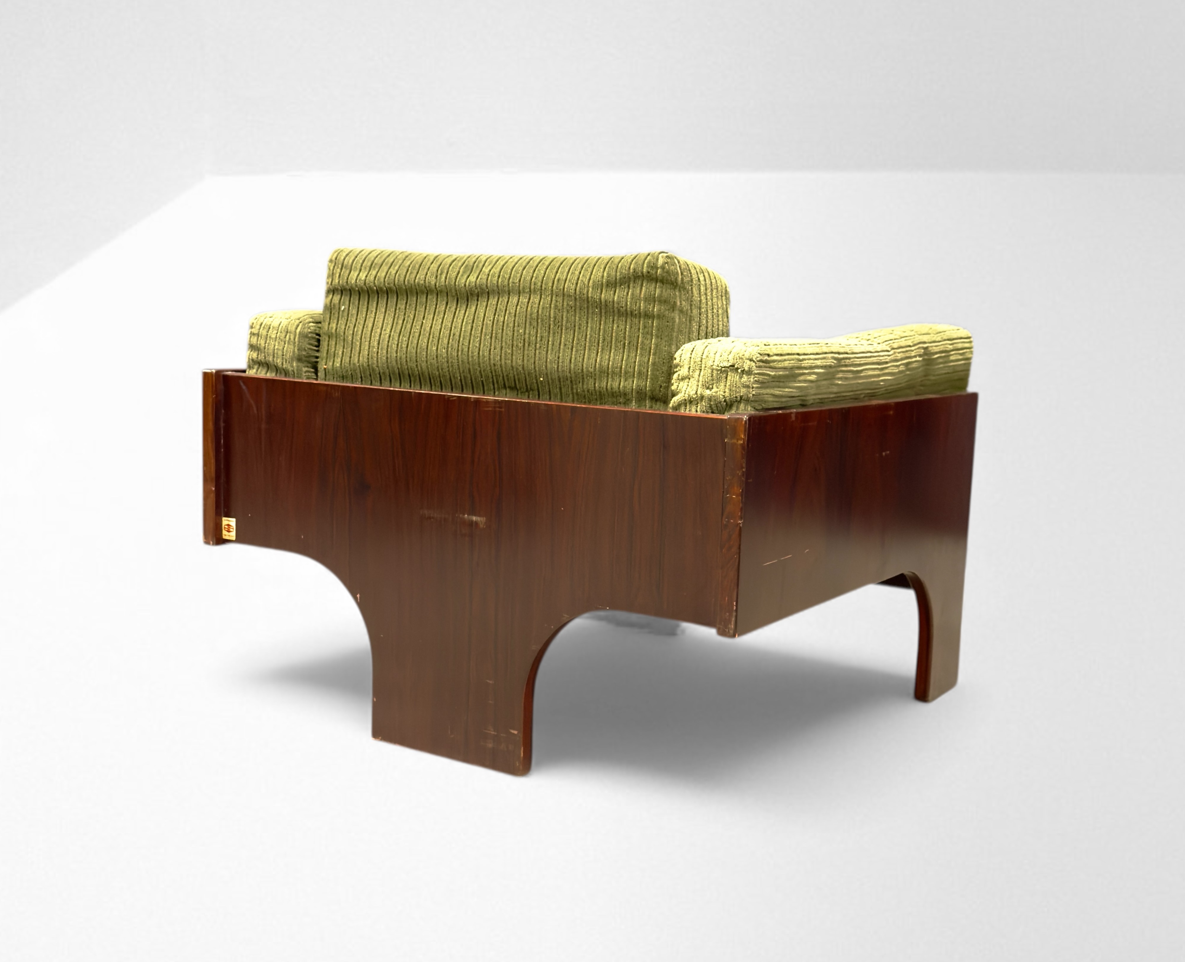 Claudio Salocchi - Coppia di poltrone Oriolo, legno e velluto a coste, anni '60