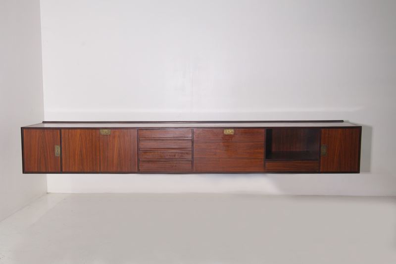 Edmundo Palutari - Credenza sospesa in legno e ottone