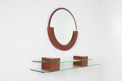 Console con specchiera in legno e vetro