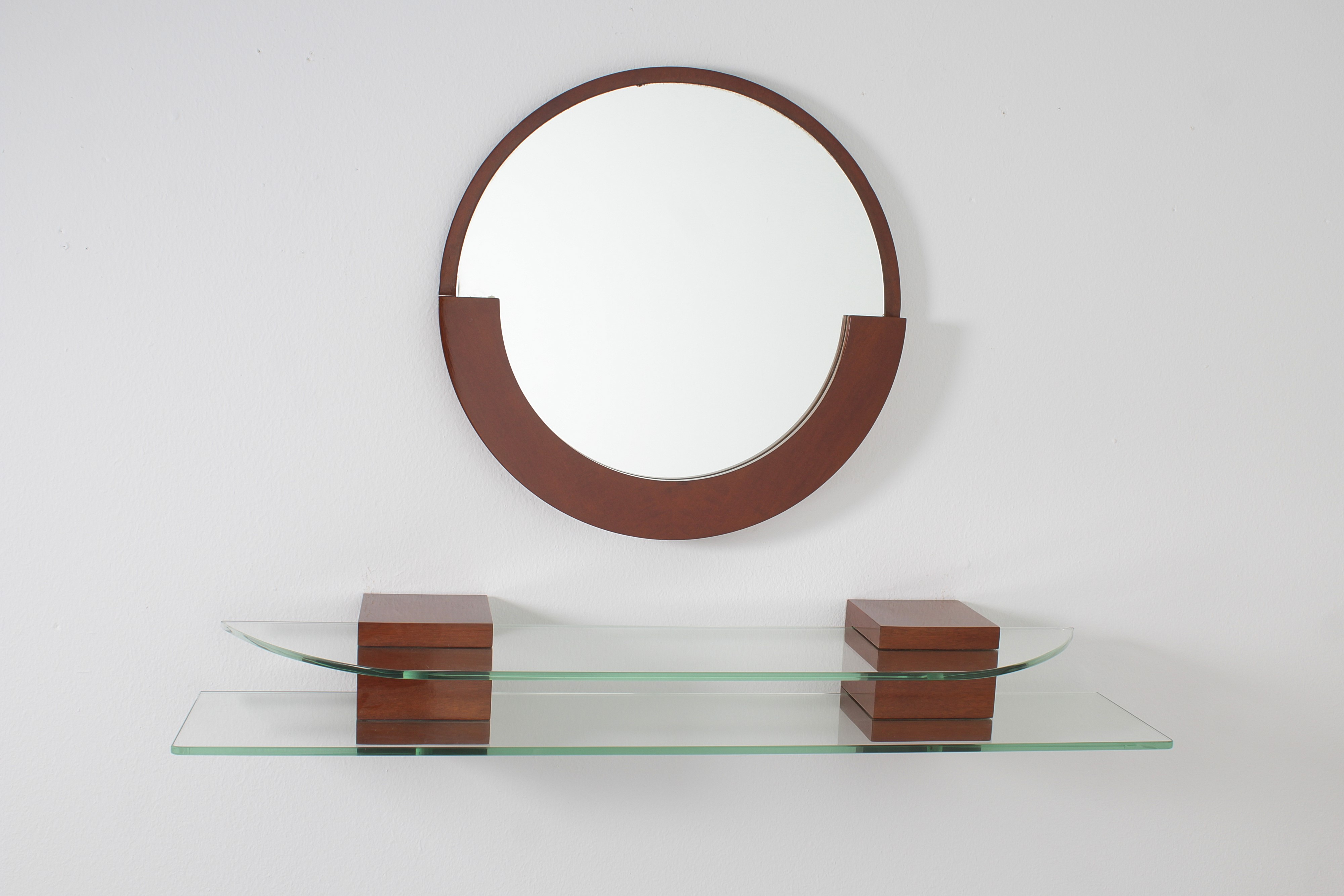 Manifattura Italiana - Console con specchiera in legno e vetro
