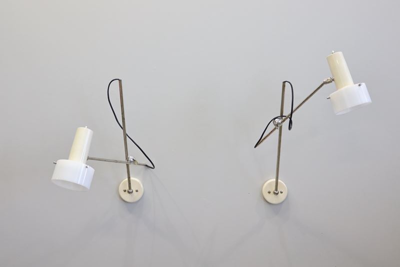 Gino Sarfatti - Lampade da parete modello 213, alluminio e plexiglass