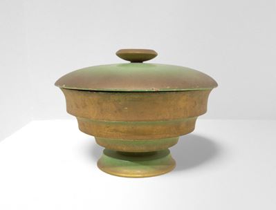 Vaso laccato in legno con coperchio, Art Deco, Anni '30