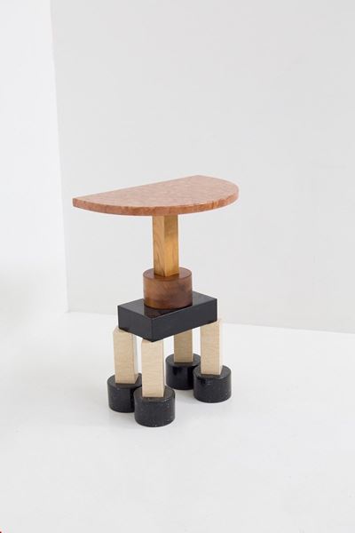 Console Modello Demistella in marmo, legno e travertino
