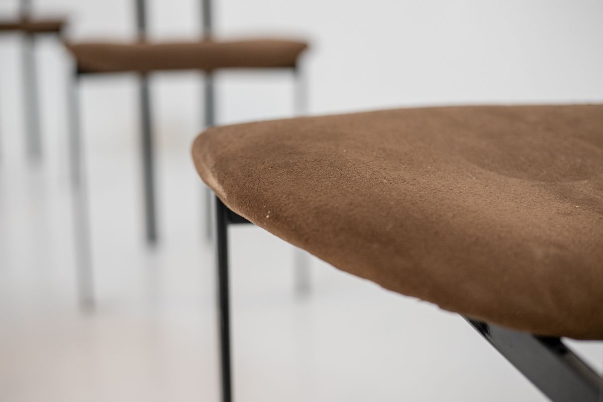 Set of 6 Postmodern Black Metal and Velluto Dining Chairs by Cattelan Italia