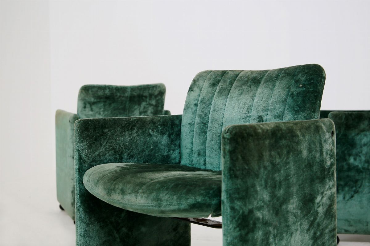Kazuhide Takahama Set of 10 Chairs Green Mod. Montebello Production Gavina