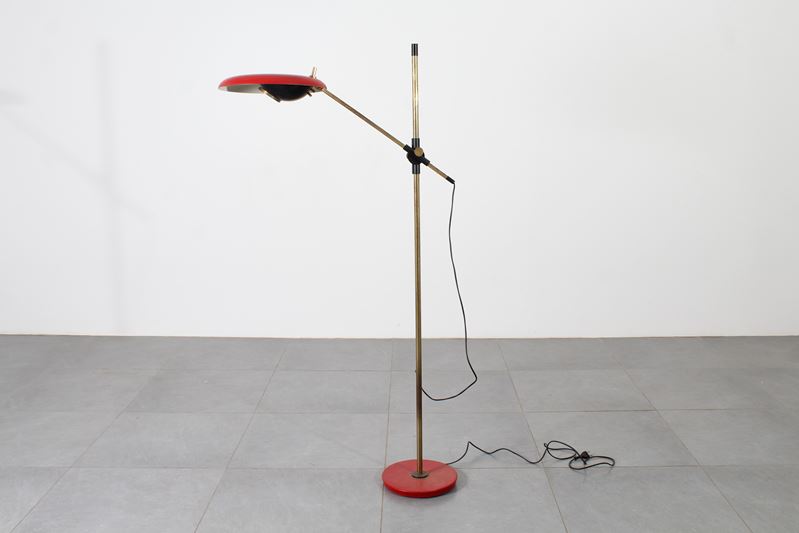 Oscar Torlasco - Lampada da terra orientabile modello 555T in ottone e alluminio laccato