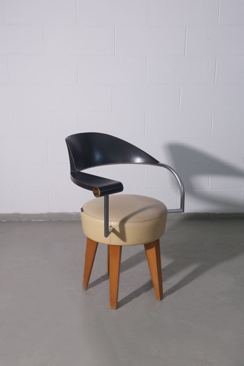 Philippe Starck - Poltrona 'Techno' in ecopelle e legno