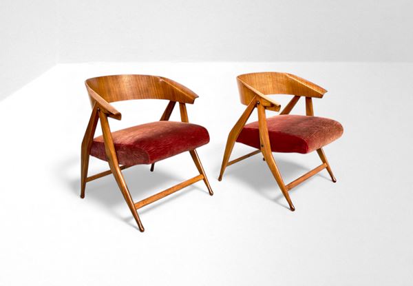Gio Ponti - Coppia di poltrone Reguitti, marchio presente