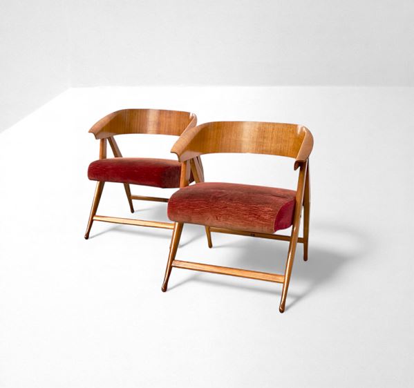 Gio Ponti - Coppia di poltrone Reguitti, marchio presente