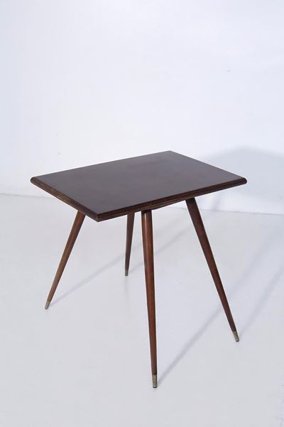 Tavolino vintage in legno e ottone (anni 1950)