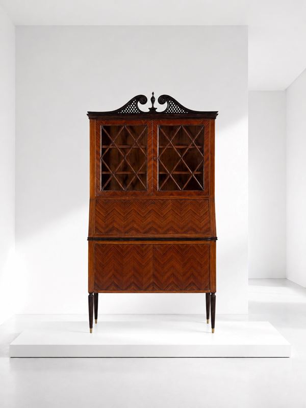 Paolo Buffa - Mobile secretaire alta, Etichetta Cantù