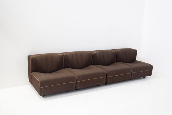 Tito Agnoli - Brown Fabric Modular Sofa by Tito Agnoli for Arflex